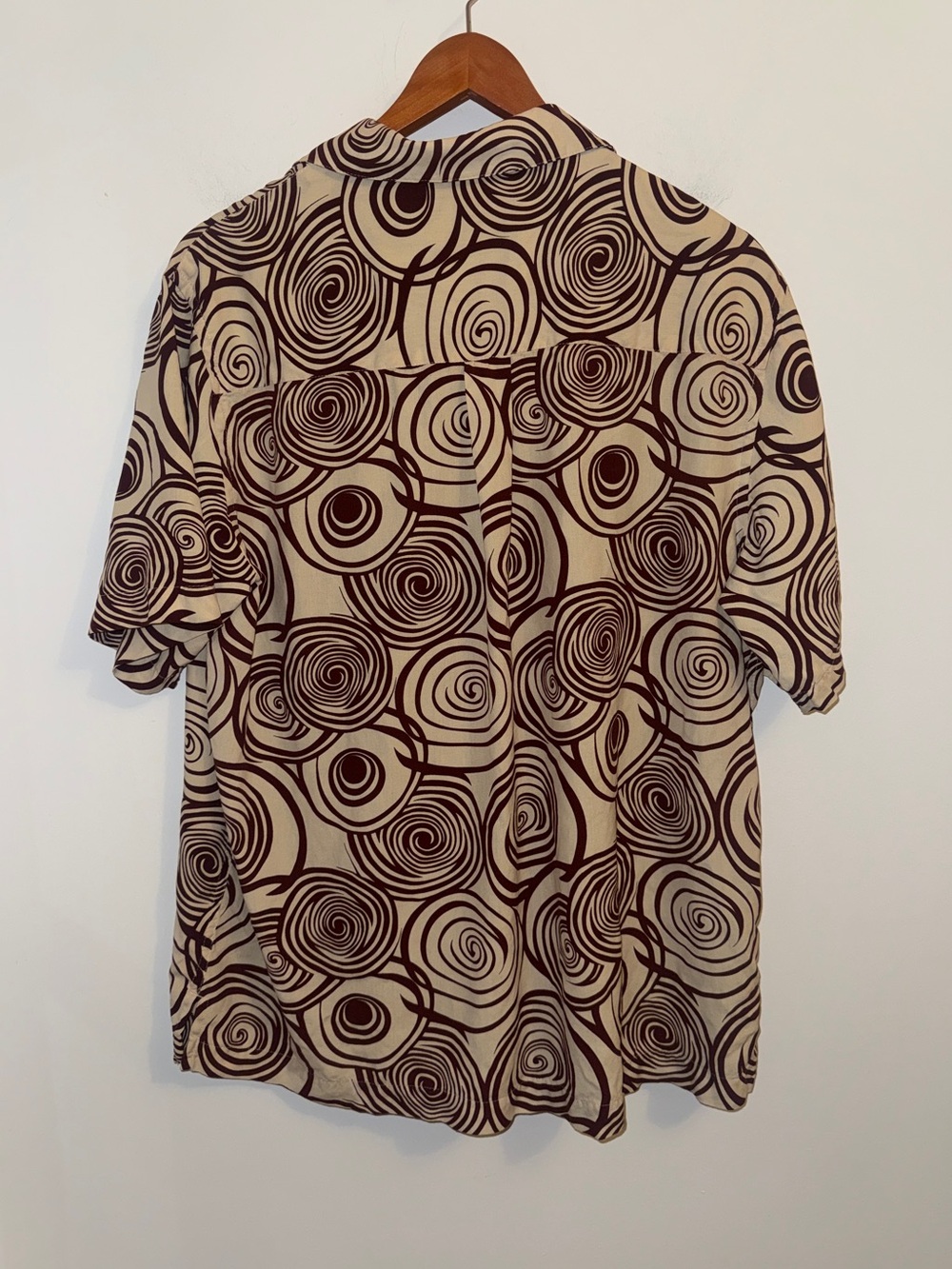 John Henry Washable Silk Abstract Swirl Camp Shirt Men’s XL Brown Cream Resort - Picture 6 of 12